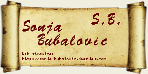 Sonja Bubalović vizit kartica